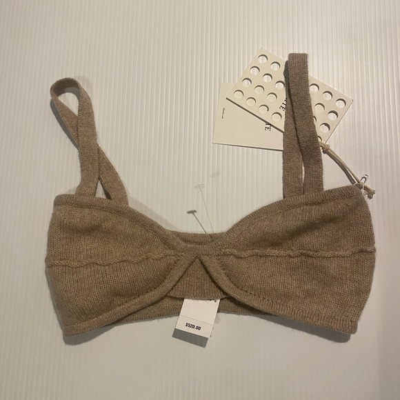 KHAITE Eda knitted cashmere Bra bralette powder barley NEW - Picture 7 of 8